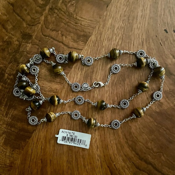 ANDREA CANDELA Sterling Silver Necklace with Tiger Eye Beads - Picture 8 of 9